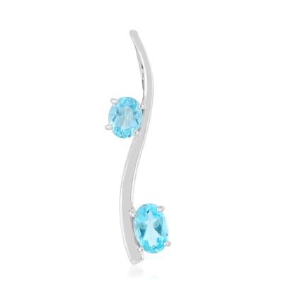Cavill - 925 Sterling Zilver Palladium - Blauwe Apatiet 0,689 ct Ovaal - Duurzame Hanger uit Madagaskar - Elegante Ovale Edelsteen - Sieraad