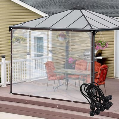 Buitengordijnen Waterdicht - Terras Zeil - Buiten Leven - 100% Waterdicht - 2.5x1 Meter - Transparant