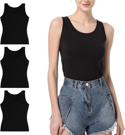 Comfortabele Dames Mouwloze Tanktop van Katoen met Stretch, Ademend en Slim Fit - Set van 3 voor Zomer en Lagen