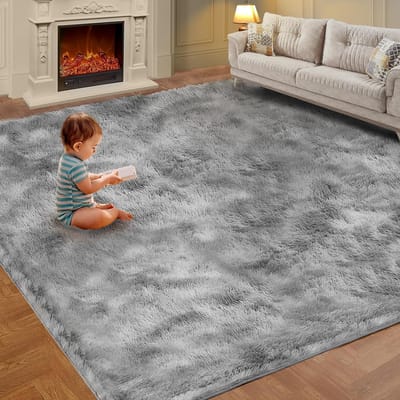 Tie-Dye Pluche Tapijt Woonkamer Decoratie Zacht Fluffy Huis Mat Kinderkamer Baby Kruipen Antislip Deken 40x60cm gray