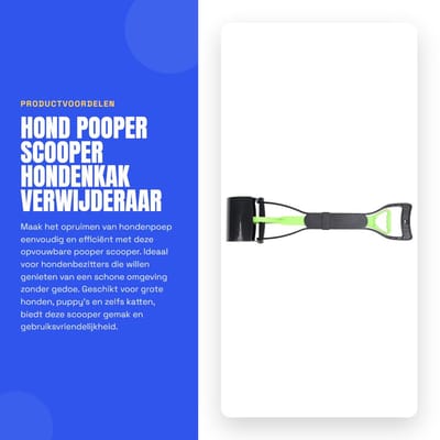 Dailygoods- Pooper Scooper Opvouwbaar - Verstelbaar Handvat - Hondenpoep Schep - Lichtgewicht - Duurzaam - Geschikt voor Grote Honden - Hondenpoepschep