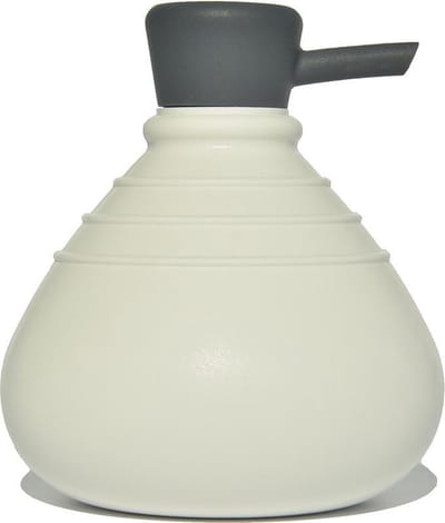 Handmatige zeepdispenser SoapBelly - Wit met antraciet grijze dop - Ø 9,5 cm x H 13 cm - Inhoud 250 ml