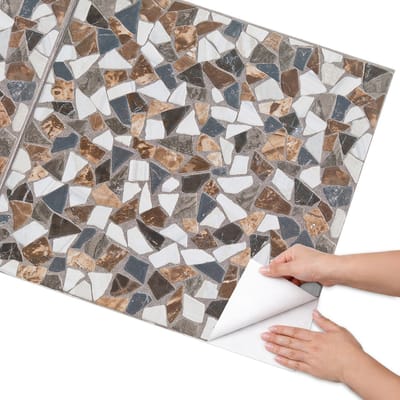 Coloray Meubel Wrap Folie - Bruin Meubelfolie - 75x150 cm - Decoratiefolie Zelfklevend Mozaïek van steen - Meubelfolie Zelfklevend - Modern Meubelfolie - Wrapfolie Keuken - Wanddecoratie - Achtergronden en patronen