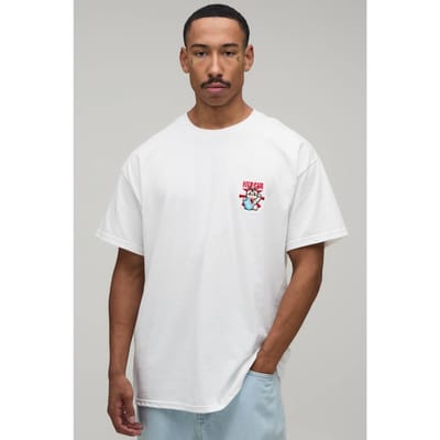 Oversized T-shirt Met Gelukskat Borduursel | White | Size Medium