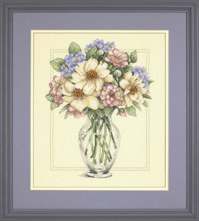 Borduurpakket FLOWERS IN TALL VASE - DIMENSIONS