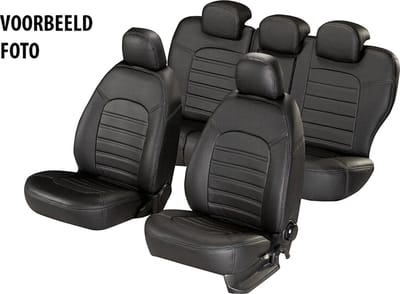 Pasvorm stoelhoezen Ford Ranger dubbel cabine pick-up 2011-2023 (past in versie met 5-persoons dubbelcabine) - Kunstleer zwart