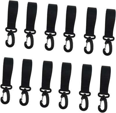 Kinderwagen Haken - Driewieler Clips - Handen Vrij - 360 Graden Rotatie - 12 Stuks - Zwart