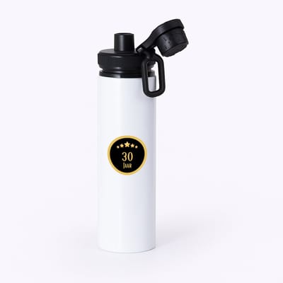 Hacebo® - 30 jaar waterfles met draaidop zwart - iemand die 30 jaar is geworden of 30 jaar lang een relatie hebben of getrouwd zijn - verjaardagscadeau - verjaardag - cadeau - kado - geschenk - gift - relatie - water fles - 850ML