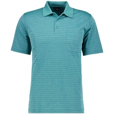 Ragman Polo Duo Fine Line Soft Knit Easy Care Emerald / male
