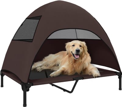 PawHut-Hundeliege-Polyester, Stahl-106L x 76B x 99H cm-Kaffee