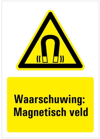 Bord met tekst waarschuwing magnetisch veld - kunststof W006 148 x 210 mm