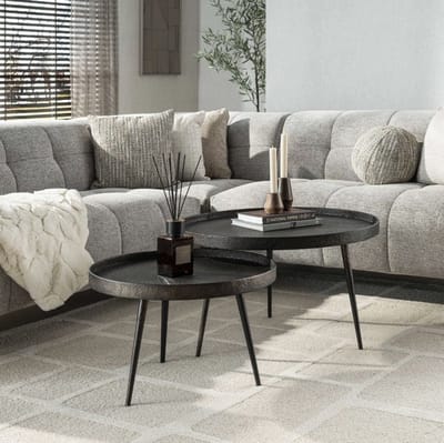 PS-Collection Metallic Rond Set/2 Salontafels - ø76x40cm - Grijs - Metaal - salontafels rond, salontafels, salontafel zwart, salon tafel, salontafel rond, salontafel industrieel, salontafel vierkant, salontafel marmer, salontafel wit