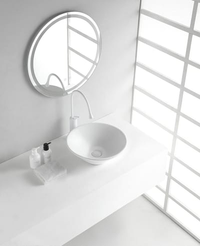Wiesbaden Circle Waskom Rond 42 x 42 x 15 cm - Keramiek Glans Wit