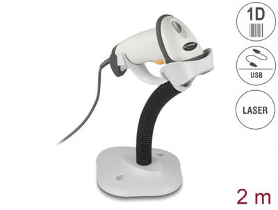 USB Barcode Scanner 1D met verbindingskabel en stand - laser - lichtgrijs