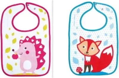 Canpol Babies | CUTE ANIMALS | Slabetjen badstof met drukkers | 2 stuks : vos en egel | katoen | 0+ maanden