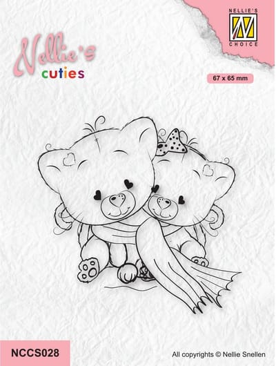 NCCS028 - Nellie Snellen Clear Stamp - Cosily Under A Warm Scarf - stempel kerst - Nellie's cuties - kat met sjaal - schattig