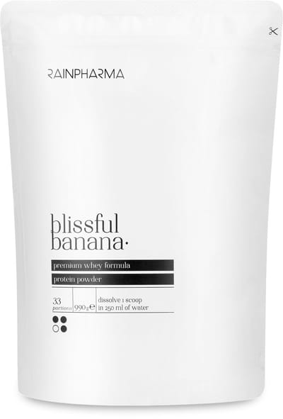 RainPharma Blissful Banana Eiwitpoeder - Eiwitshake 510g - Whey - Zonder Sucralose - Vegetarisch - 17 Porties - Banaan - 20 gram eiwitten