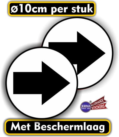 Jerma - Pijl - Verwijzing - Sticker - set 2 st – Ø 10 cm - Zelfklevend - Krasbestendig - Weerbestendig