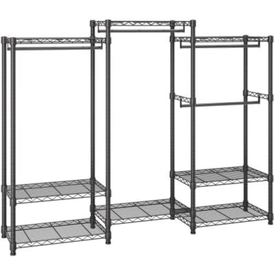 VEVOR Mobiele kledingrek, draagvermogen 362 kg, vrijstaande kledingrek 174 x 180 x 45 cm, 3 kledingstangen, multifunctioneel 8-laags, voor slaapkamer, wasruimte, kleedkamer
