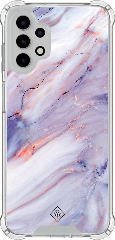 Casimoda® hoesje - Geschikt voor Samsung Galaxy A13 4G - Marmer Paars - Shockproof case - Extra sterk - TPU/polycarbonaat - Paars, Transparant