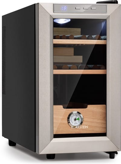 Klarstein Humidor El Presidente 23 23L 45W - Sigarenkast Sigarendoos Bewaarkast - 51 cm Cederhout - voor Sigaren voor Sigarenliefhebber - Touch LED Bevochtiger - Cigar Humidor
