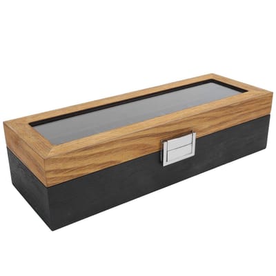 Dailygoods- Horlogebox Massief Hout - Horloge-opbergdoos - Horloge-organizer - Decoratieve Doos - Vitrine voor Horloges - Glazen Bovenkant - Horlogeopbergdoos