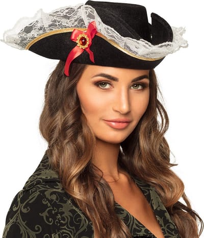 Luxe Dames pirate hoed Bonney mt.57/58 - Carnaval Piraat festival carnaval thema feest party