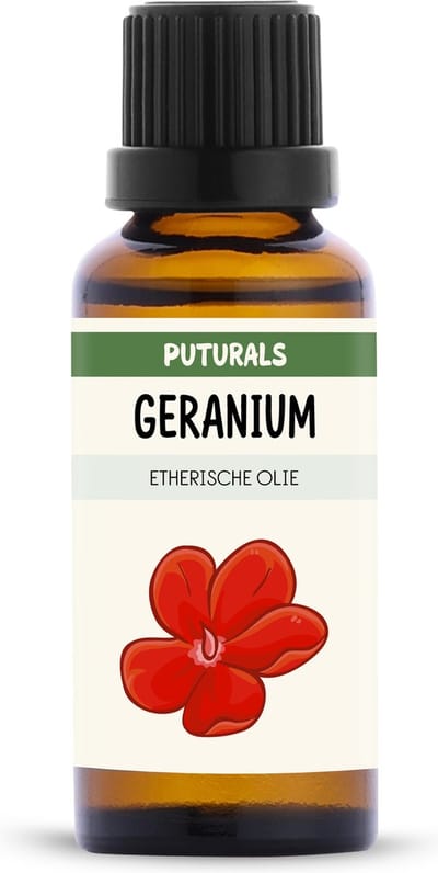 Puturals Geranium Olie 100% Natuurlijk - 30ml - Puur en Vegan - Geranium Olie voor Huid, Haar en Aromatherapie