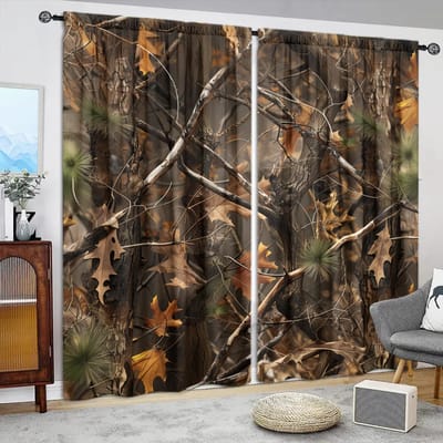 2 stuks Gordijn met Wild Jungle Print voor Huisdecoratie - Tunnel voor Roede Raambekleding voor Slaapkamer, Kantoor, Keuken, Woonkamer 75cmX165cm X 2pcs