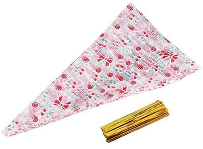 Dailygoods- Popcornzakken Kegelvormig - 50 Stuks - Hersluitbaar met Knikstrik - Transparante Cellofaanzakken - Geschikt voor Snoep - Food-grade Materiaal - Traktatiezakjes