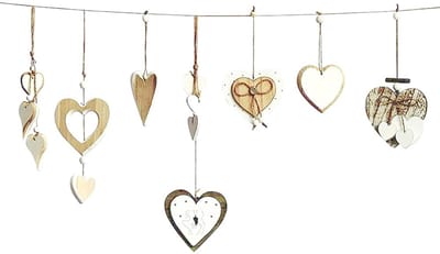ZEYNOMAX- Harthangers 7 Stuks - Houten Decoratie - Wanddecoratie - Raamdecoratie - Bruiloft Decoratie - Thuis DIY Accessoires