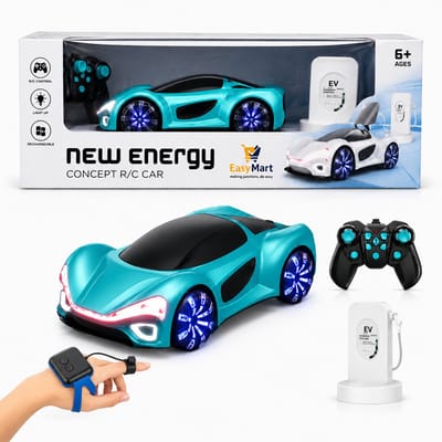EasyMart Bestuurbare Auto – RC Stuntauto – Afstandsbediening & Handgebaarbesturing – 360° Stunts – Waterspray & LED – Oplaadbaar – Blauw – 6+