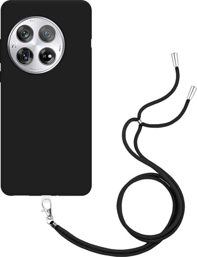 Just in Case hoesje met koord geschikt voor OnePlus 12 Hoesje met Koord - Flexibele Case - Zwart
