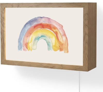 Wandlamp 30x20 cm - Oplaadbaar - Regenboog - Watercolor - Kleurrijk - Wandlampen binnen woonkamer - Slaapkamer lamp met kabel - Decoratieve nachtlamp - Vloerlamp snoer