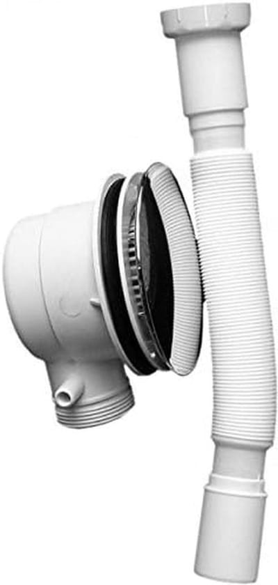Doucheafvoer Plug - Afvoergarnituur Douchebak - Douche Afvoer Repareren - Met Flexibele Slang - 90 mm Afvoeropening - Verchroomd