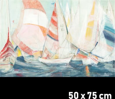 Allernieuwste.nl® Canvas Schilderij Zeilboten Zeegezicht - Kunst aan je Muur - Modern - Kleur - 50 X 75 cm