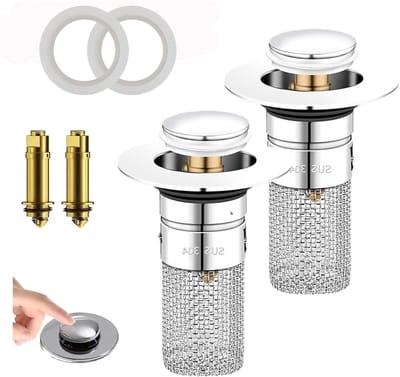 Badkamer Wastafel Stopper - Afvoerfilter Haarvanger - Afvoer Verstopping Voorkomen - Pop-up Ontwerp - 1.1-1.45 inch - Zilver