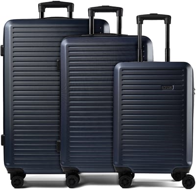 NOWI Grand Canaria Koffer 4 wielen set 3pc. met dubbele wielen - Harde bagage - Combinatieslot - navy