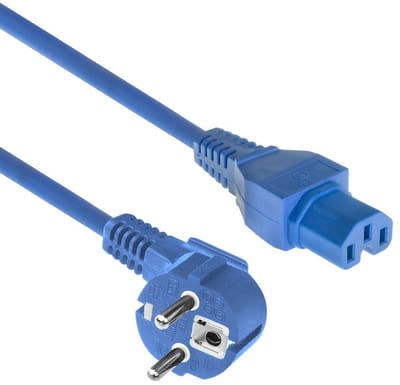 ACT Netsnoer Schuko CEE 7/7 male (haaks) - C15 IEC 60320 blauw 1,5 m AK5295