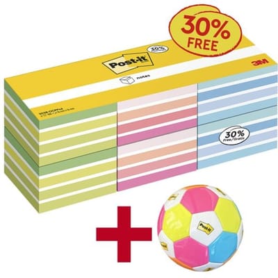 Post-it sticky note cube set, geassorteerde kleuren, 76 x 76 mm, 6 kubussen met elk 450 vellen, sterk hechtend, herpositioneerbaar & verwijderbaar zonder lijmresten, PEFC-gecertificeerd