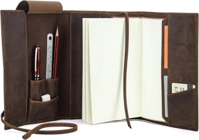 Leren Kaft voor A5 Notitieboek met Pennenzak en Luxe Leren Binding voor Notities en Plannen