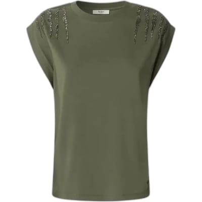 Pepe Jeans Barry Mouwloos T-shirt Groen M Vrouw