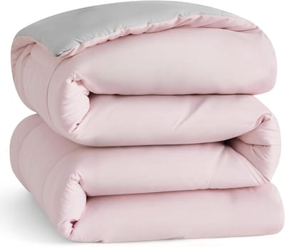 White-Label® Dekbed 240x220 - 2 Persoons 4 Seizoenen - Wasbaar - Extra Zacht - Roze en grijs