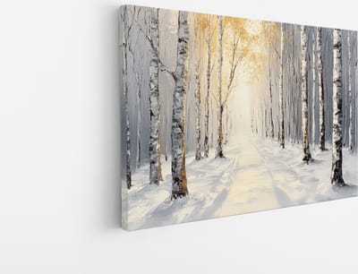 Saammp Canvas Schilderij - Natuur - Abstract besneeuwd bos - Winter - 30x20 - Foto op canvas - Wanddecoratie - Muurdecoratie Woonkamer - Slaapkamer decoratie - Canvas Print