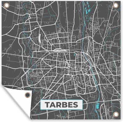 Tuin poster Plattegrond - Tarbes - Frankrijk - Kaart - Stadskaart - 200x200 cm - Tuindoek