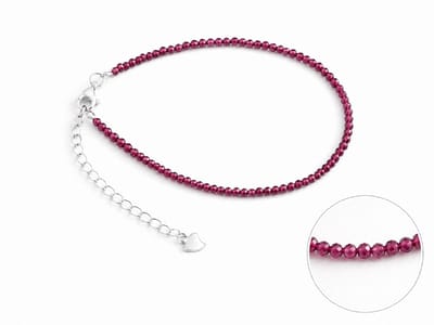 Granaat Armband 2 mm – 925 Zilveren Slot – Verstelbaar 17-20 cm – Facet Geslepen Edelsteen Armband