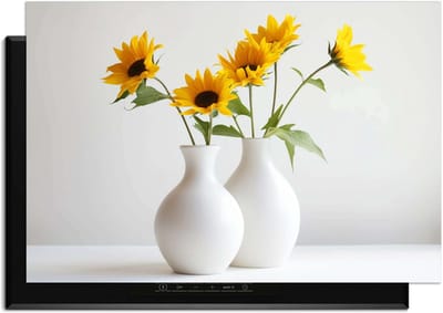 KitchenArt - Serene Sunflowers - Inductie Beschermer - 90x52 cm - Kookplaat Beschermer - Luxe Afdekplaat Inductieplaat - Anti-slip & Oprolbaar - Beschermmat Inductiekookplaat