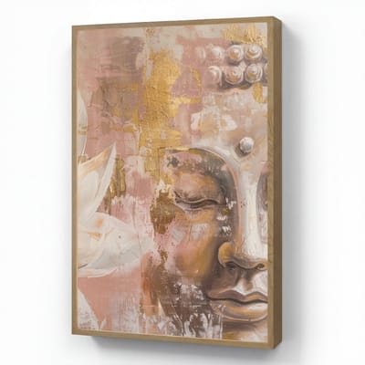 Wandlamp 60x90 cm - Oplaadbaar - Buddha - Bloem - Goud - Roze - Abstract - Wandlampen binnen woonkamer - Slaapkamer lamp - Decoratieve nachtlamp - Vloerlamp draadloos