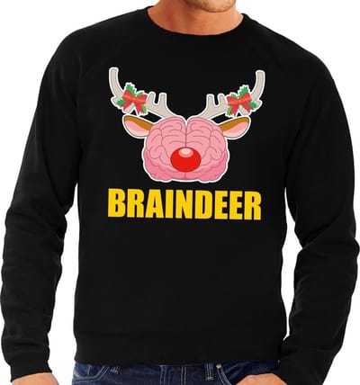 Foute kersttrui / sweater braindeer zwart voor heren - Kersttruien S