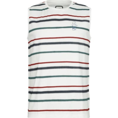 R.E.D. Rock-Engineered Design Witte tanktop met gekleurde horizontale strepen - Heren - S